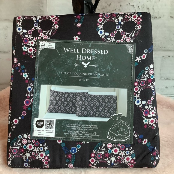 WELL DRESSED HOME 2pk Floral Skulls Pillowcase Set - Picture 7 of 7